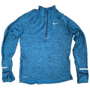 Nike Women's Teal Heather 1/4 Zip Long Sleeve Thumb Hole Pullover Size Small